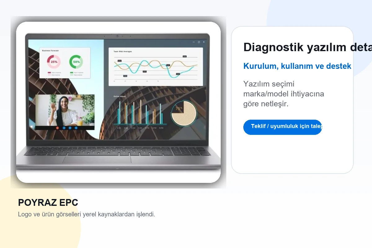 Diagnostik yazılım detayı ve servis bilgisayarı ekranı